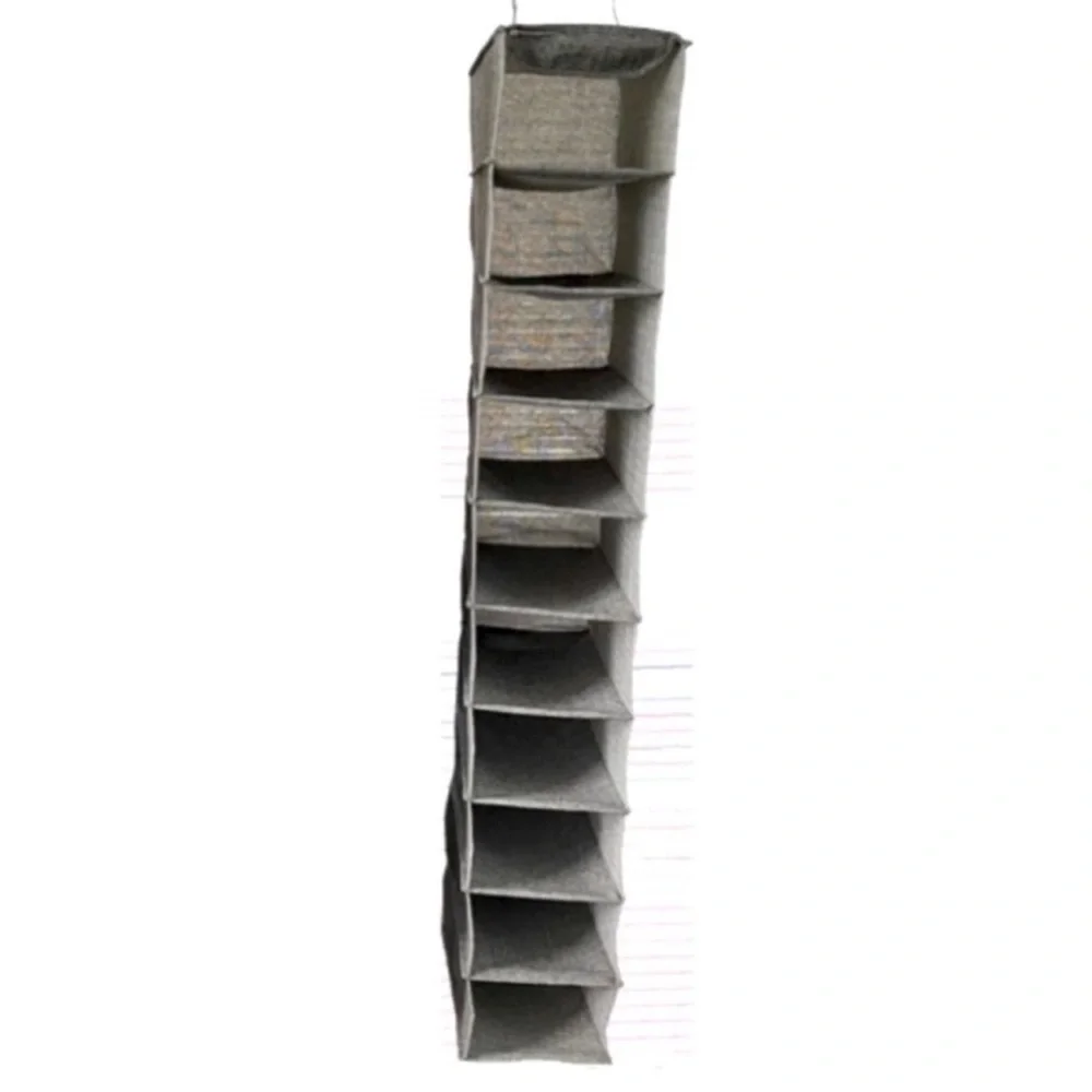 Hanging Shoe Organizer Woven Herringbone Tweed Gray